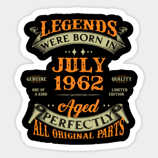 61st Birthday Gift Legends Born In July 1962 61 Years Old Sticker